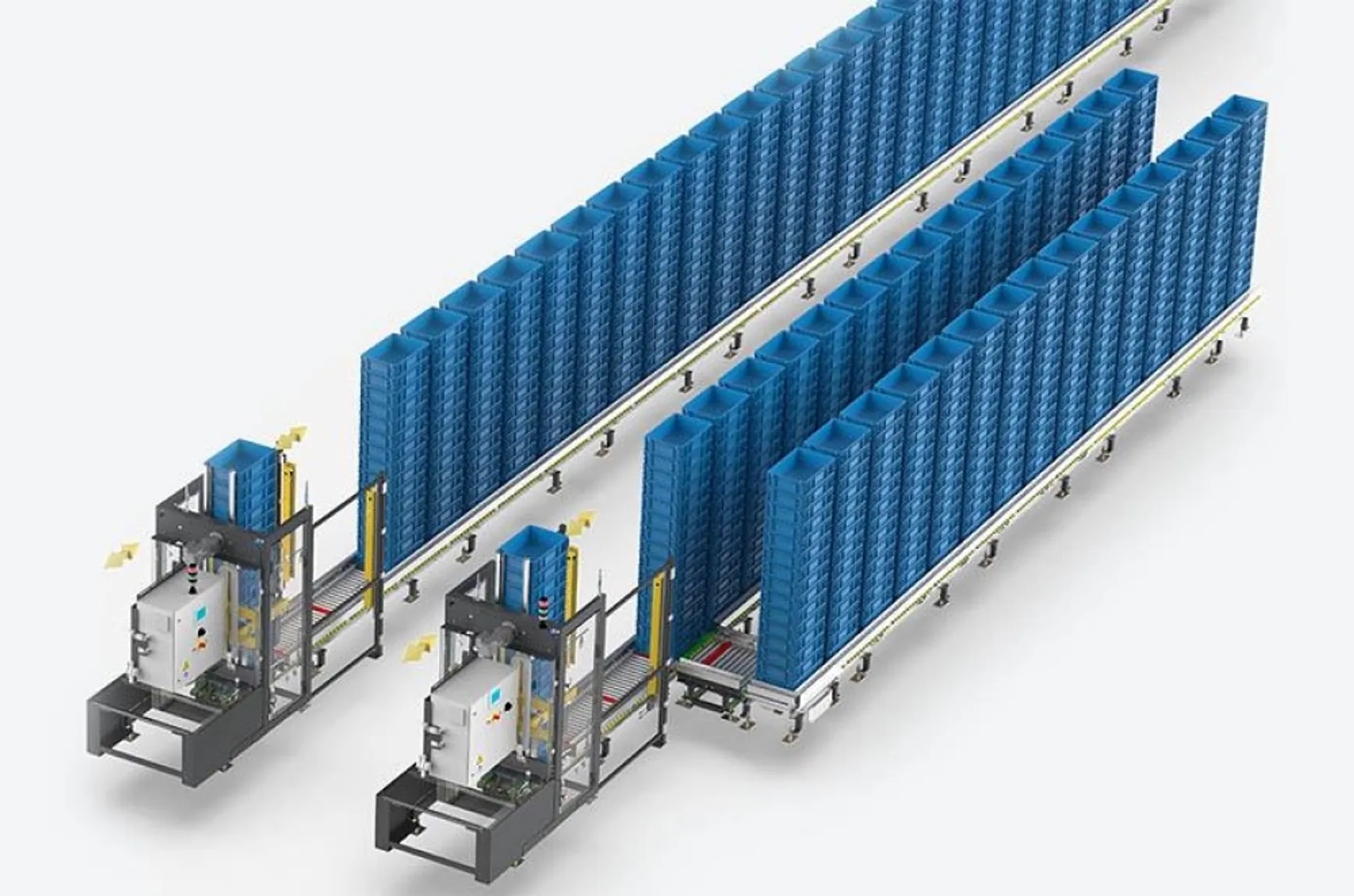 machine bufferen van kratten Buffering of crates