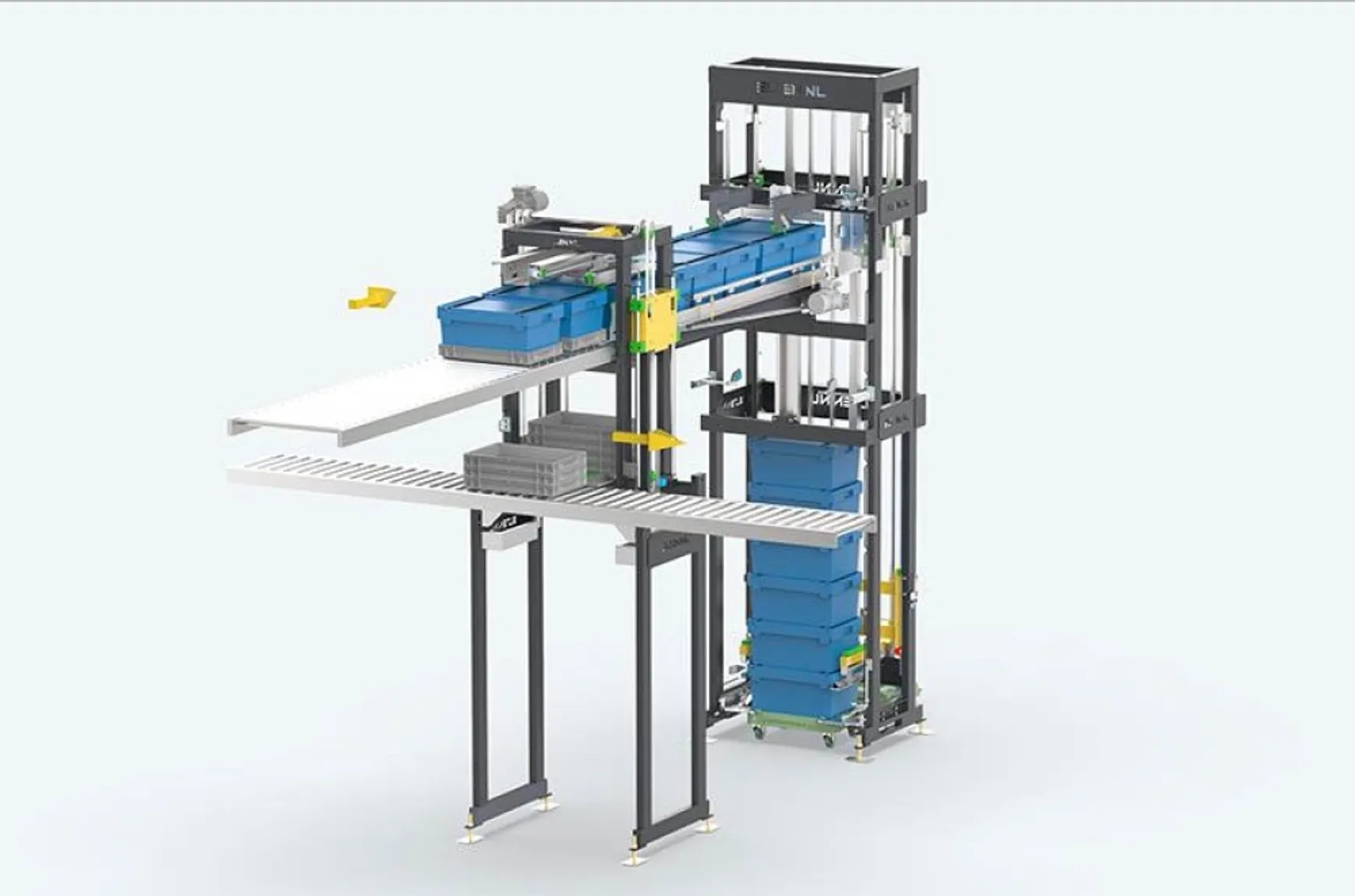 Unloading crates from trays